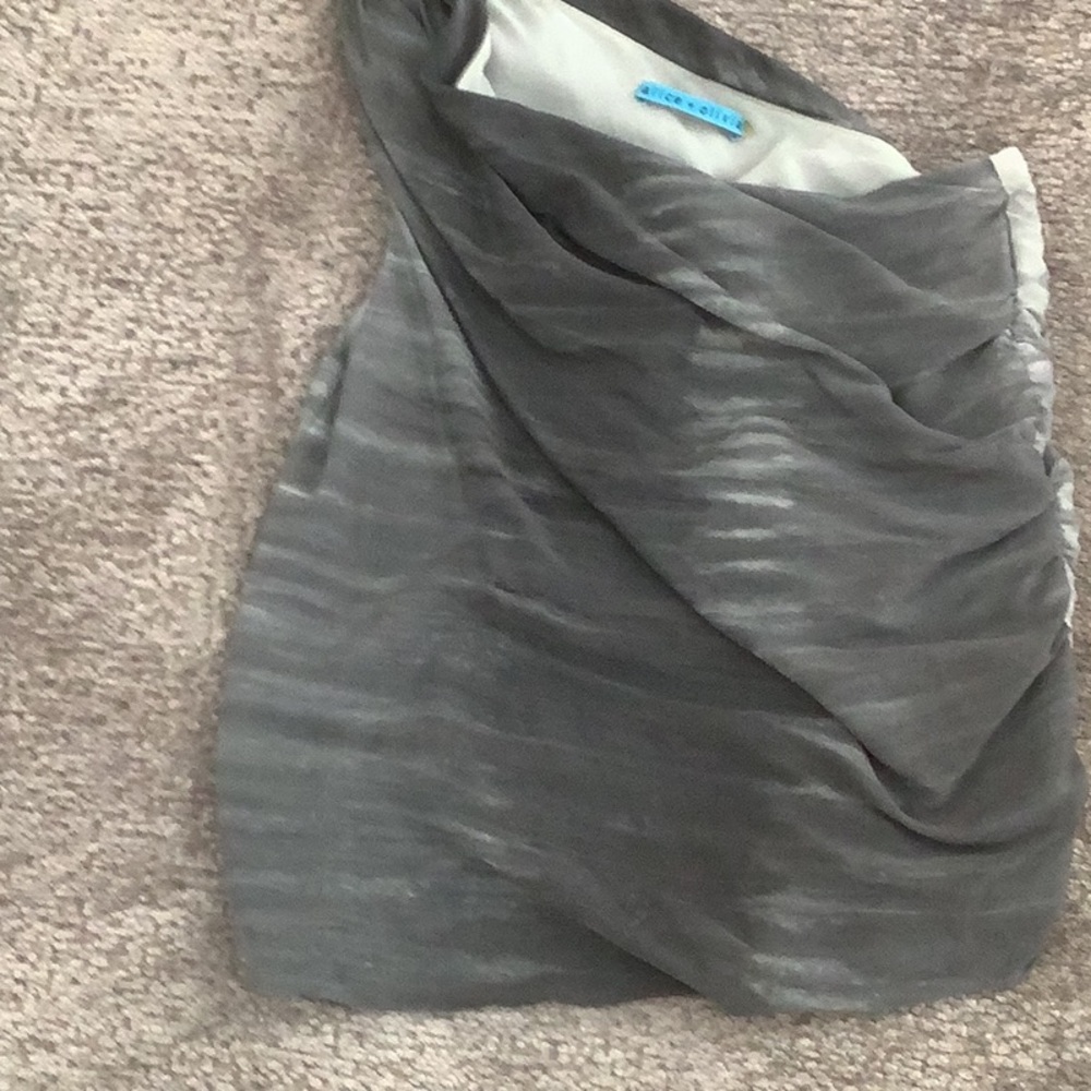Alice + Olivia Gray and White Draped Top